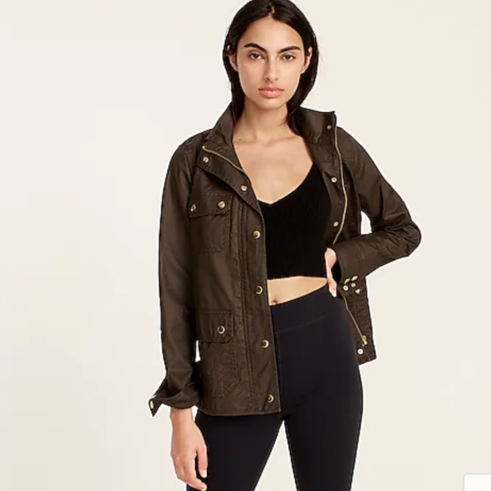 J. Crew Downtown Field Waxed Jacket Women’s Small Mossy Brown EUC